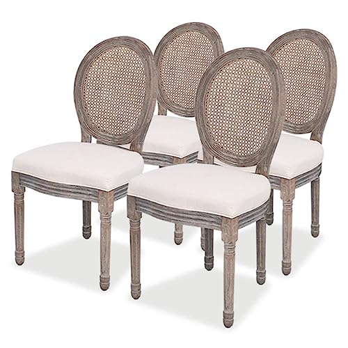 vidaXL 4X Sedie da Pranzo in Polirattan Tessuto Beige Salotto...