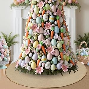 Burlap tree skirt 48 inches large jute linen spring easter tree decorations ornaments brown fall christmas tree mats farmhouse rustic countryside thanksgiving day neutral boho tree decor  urban country home decor