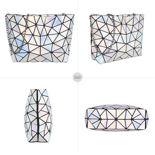 Goclothod Fashion Holographic Laser Shoulder Bag Geometric Envelope Clutch Chain Crossbody Purse4