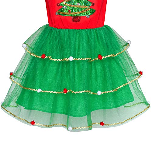 Sunny Fashion Girls Dress Reindeer Headband Santa Christmas Long Sleeve Party Dress4