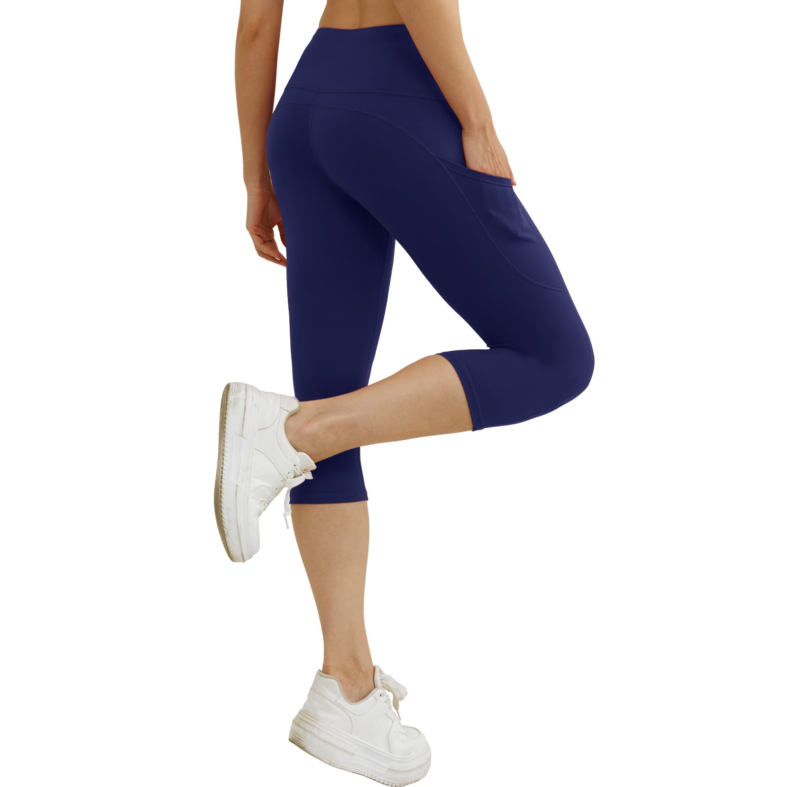 Match Pantalones de yoga activos de cintura alta para mujer con bolsillos, control de abdomen, leggings suaves como la mantequilla