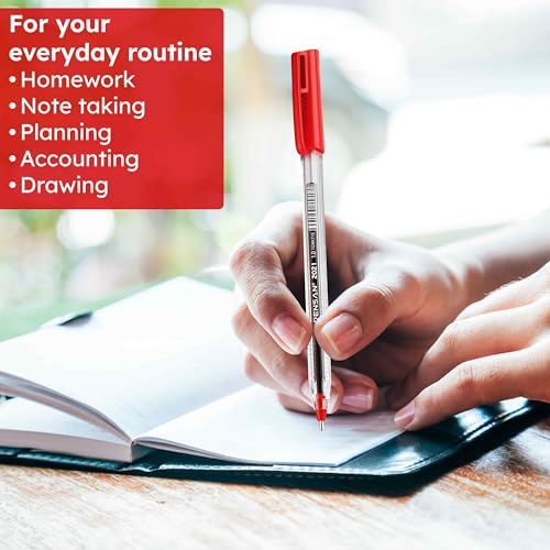 Image of PENSAN Red Ballpoint Pens,1.0 mm Medium Point, Red Pens, Ergonomic Triangle Grip, 50-Count Pack of Bulk Pens