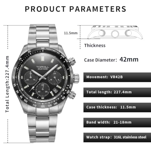 Image of TOPHILL Men Watches Automatic Mechanical Watches - Dive, GMT, Chronograph & Dress Styles | 316L Stainless Steel, Sapphire Crystal, Ceramic Bezel | 5ATM-300M Waterproof with Super Luminous | Classic Business & Sport Casual
