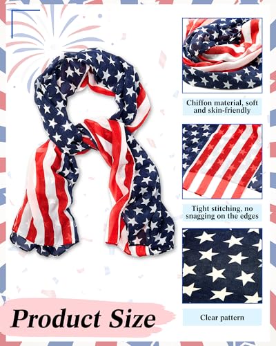 Coume American Flag Scarf for Women Veterans Day Accessories Shawl Independence Day Veterans Decorations2