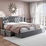 malm bett 180x200 mit schubladen 【Leicht zusammenzubauen】Das Design des Bettes ist einfach und elegant,und es lässt sich leicht gemäßder Anleitung zusammenbauen,wodurch Sie wertvolle Zeit sparen.Wenn Sie während des Montagevorgangs auf Probleme stoßen,setzen Sie sich bitte rechtzeitig mit uns in Verbindung.
