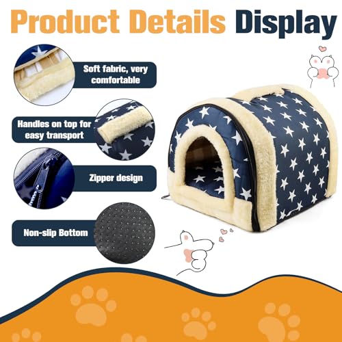 QUTHZZHY Katzenhaus Indoor, Warmes Höhlennest Katzen, 2-in-1 Katzenhaus für Drinnen, Katzenbett Höhle Hundehöhle mit Abnehmbarem Kissen, Waschbar, für Katzen & Kleine Hunde, 37x32x30cm