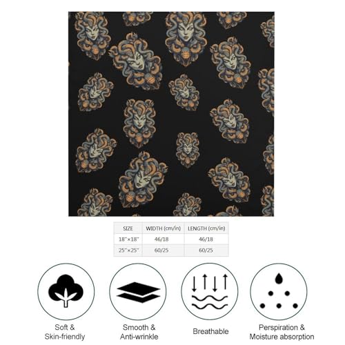 Medusa Bandanas Face Mask Square Scarf Headwear Silk Head Scarves Lightweight Wrap Neck Scarf2