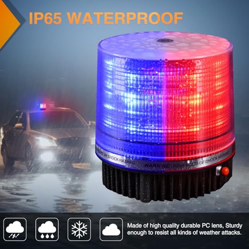 Image of Nilight 18LED Strobe Lights Red Blue Wireless Rotating Beacon Light | Emergency Safety Flashing Light with Magnetic Base Mount Two Types of Plugs for Vehicle UTV Truck Forklift Tractor Snow Plow