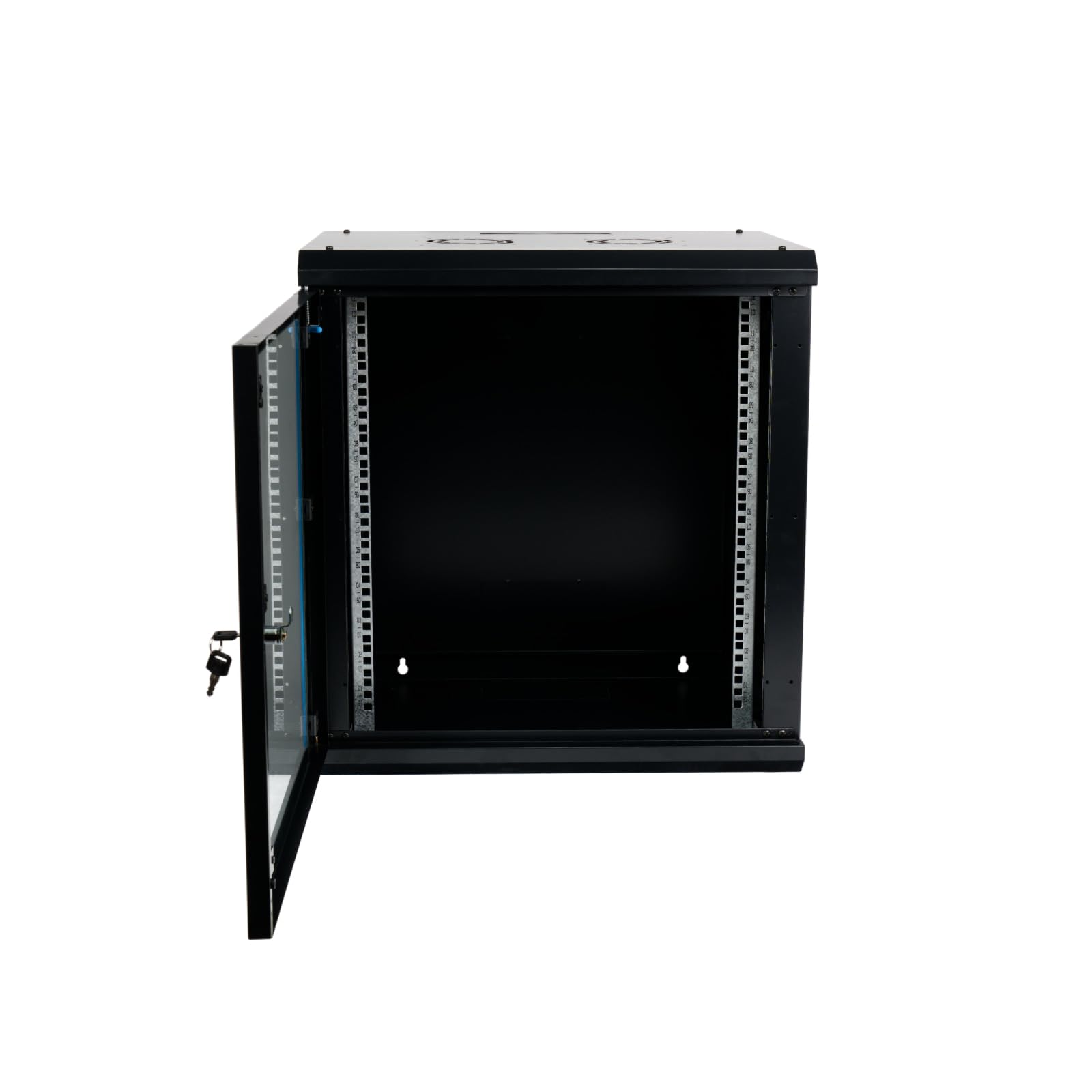 Netzwerkschrank 19 Zoll 12HE I 450 mm Tiefe I Serverschrank Schwarz I Wandmontage I abschließbare Glastür I voll montiert I 100 kg Traglast I 600×450×636 mm (Schwarz - 45cm, 12HE)