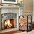 AMAGABELI GARDEN & HOME Firewood Rack with Tools 5-Piece Indoor Fireplace Wood Holders Log Holder Rack Lumber Storage Stacking Stove Wrought Iron Large Logs Fireplace Tools Set Black