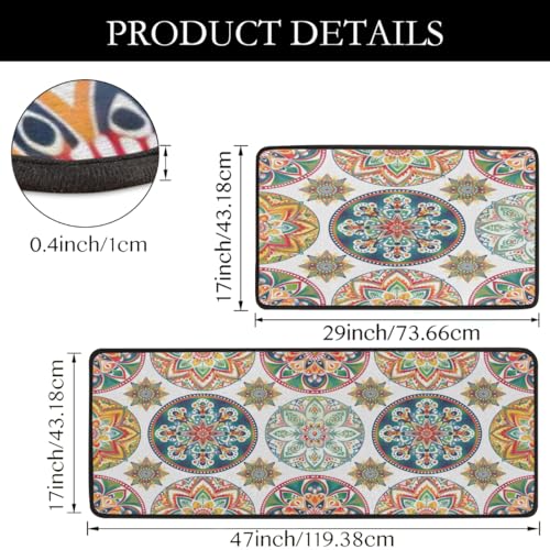 Tapetes de cocina de espuma viscoelástica Mexpekil con elegante patrón de mandala colorido 4