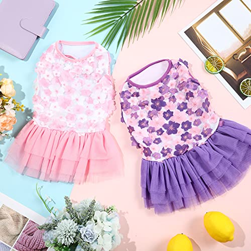 2 Pieces Dog Dress Pet Princess Dress Sweet Puppy Tutu Dresses Summer Pet Gauze Skirt Pink Purple Dog Vest Apparel Skirt… - Image 6