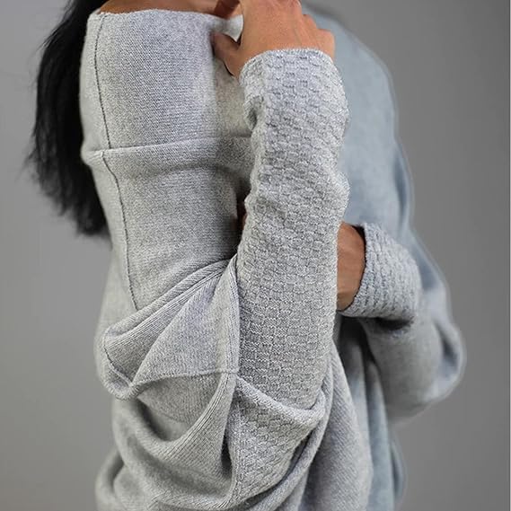 2024 New Asymmetric Draped Jumper, Asymmetric Draped Jumper- One Size, Womens Batwing Sleeve Pullover Sweaters3