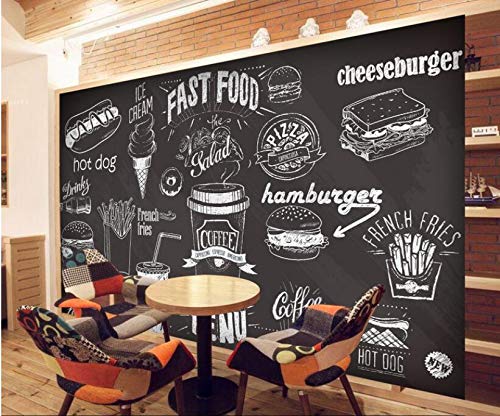 Avikalp Exclusive AWZ0017 Chalkboard Gourmet Dessert Fast Food Coffee Shop HD 3D Wallpaper[6 ft x 5 ft] / [182.88 cm x 152.4 cm]