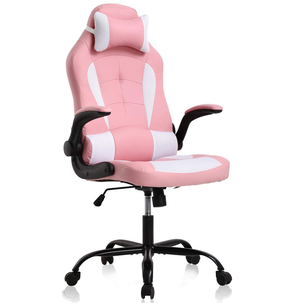 Gaming Chair Office Chair Desk Chair Ergonomic High Back Computer Chair with Lumbar Support Flip-up Arms Headrest PU Leather Swivel Task Chair for