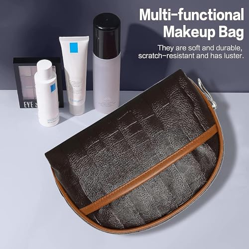 Storite 2-Set Toiletry Travel Bags Shaving Kit Makeup Cosmetic Pouch for Men and Women (Him & Her) Brown 6 51zrBjRKUSL