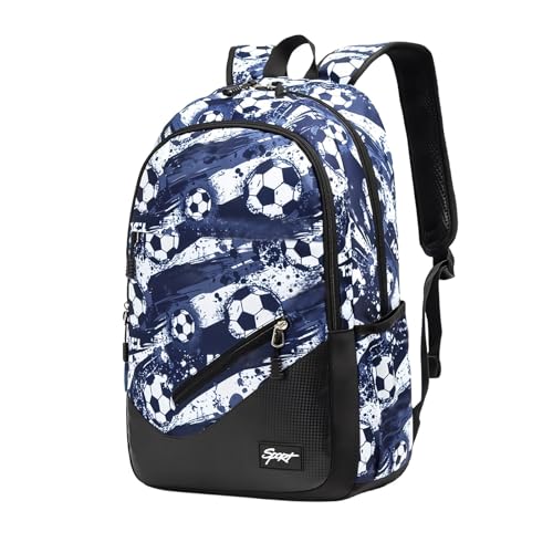 Mochila infantil para meninos do ensino fundamental, mochila escolar para adolescentes preta, Estilo B-futebol azul 01, Style B-No USB Port, Moderno