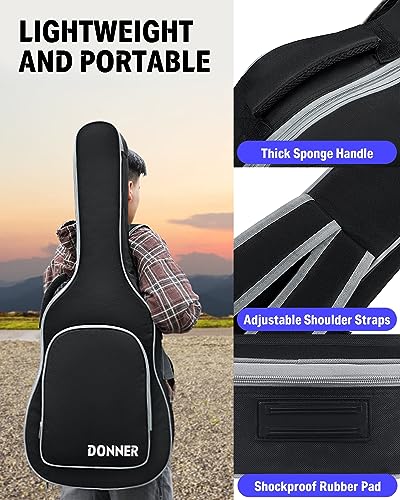 Donner Bolsa Guitarra Electrica de 39 Pulgadas Acolchada 8mm, Funda para Guitarra Electrica de Acolchada 600D Ripstop Impermeable Nailon a Prueba de Polvo Suave con Correa Ajustable