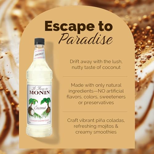 Image of Monin - Coconut Syrup, Sweet and Rich, Great for Cocktails and Smoothies, Gluten-Free, Vegan, Non-GMO (1 Liter)