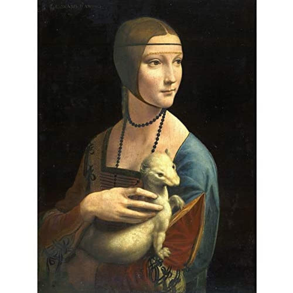 Artery8Artery8 Da Vinci Lady With Ermine Animal Portrait Painting Art Print Canvas Premium Wall Decor Poster Mural