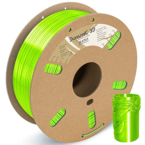 Image of DURAMIC 3D Silk Dual Color PLA Filament Shinny High Gloss Finish 1.75mm | 3D Printing Filament with Cardboard Spool,No-Tangling Neatly Wound Dimensional Accuracy 99% + /- 0.03mm 1KG Silk Neon Green