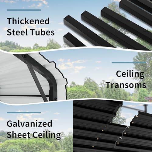 Image of Shintenchi 12x15 FT Metal Carport, Heavy Duty Carport Canopy with Enhanced Base and Frame,Outdoor Galvanized Garage Car Port for Cars, Boats,Tractors and Party