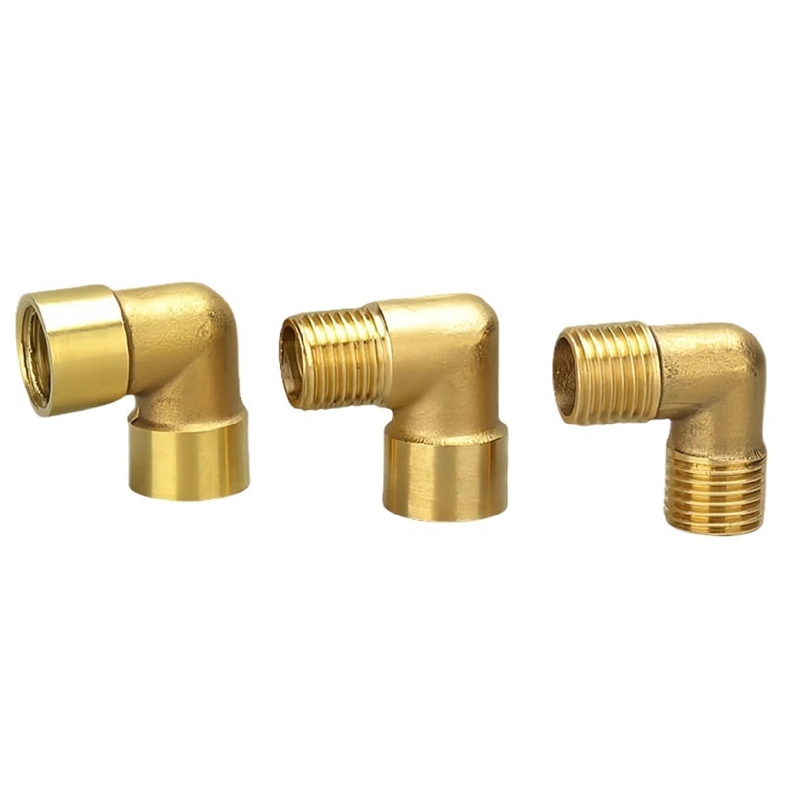 20 Piezas de Codo de latón con Rosca Hembra x Macho de 1/8", 1/4", 3/8" y 1/2", Conector de tubería Igual o Reducida, Adaptador de Cobre for Agua y Combustible.(1l8 Female to Female)