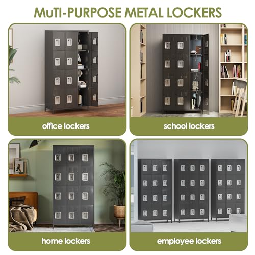 SUPEER Metal Locker Storage Cabinet, Lockers Cabinet for Employees with Lock and 12 Doors,Steel Storage Locker Cabinet for School Office Gym Bedroom,Assembly Required (12 Door-Dark Grey) - Image 6