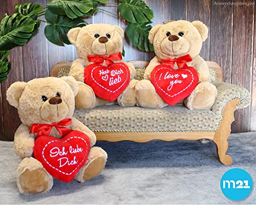 matches21 Teddybär mit Herz/Herzteddy Ich Pass Immer auf Dich auf Hellbraun/beige 25 cm Kuscheltier Schmusetier Geschenkidee
