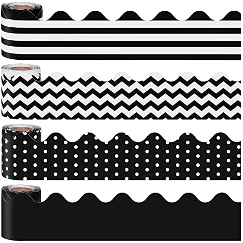 durony 4 Pack 131.2 Feet Black Bulletin Board Border Back-to-School Decoration Borders Bulletin Board Trims for School Classroom Decoration