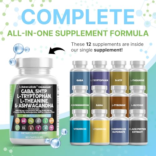 Clean Nutraceuticals GABA 750mg 5 HTP 200mg L Tryptophan 500mg L Theanine 200mg Ashwagandha SAM-e L-Glycine - Mood Support Vitamins for Women and Men with L-Tyrosine 5-HTP (5-Hydroxytryptophan) - Image 3