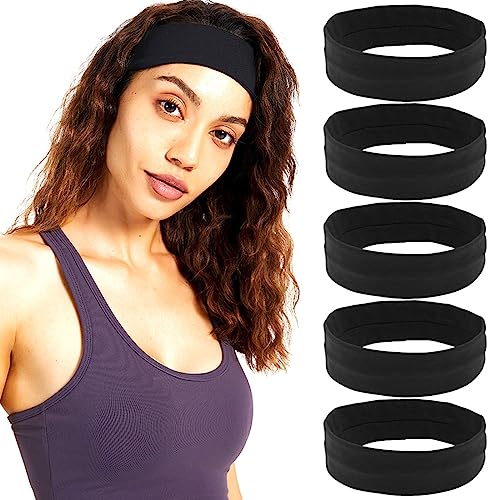 Bewudy 3 Fasce Per Capelli Sportive Donna – In Cotone, Traspiranti, Assorbono Sudore – Yoga E Fitness – Nero/Bianco/Grigio