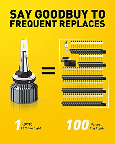 Image of AUXITO 881 LED Fog Light Bulb, 6500K Cool White Super Bright, 30W 6000Lumen Per Pair, 889 898 886 896 894 Halogen Bulbs DRL Replacement for Accent Sorento Elantra Sportage Veloster Spectra, 2Pack
