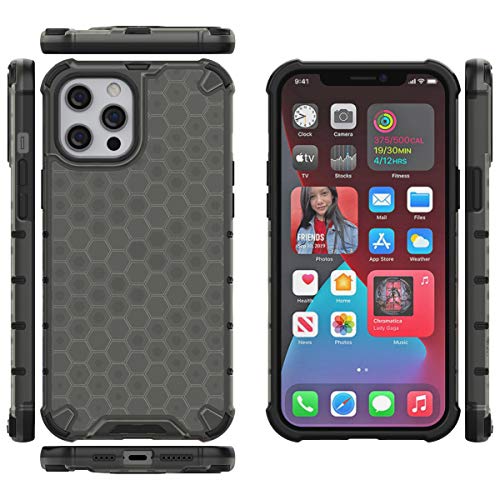 Image of Glasgow Back Case Cover Compatible with Apple iPhone 12 Pro Max (Honeycomb Pattern) - Black