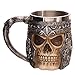 WIKEA Taza de Cerveza de Calavera de Acero Inoxidable, Jarra de Jarra de Calavera de Guerrero Vikingo, Taza de Bebida de Calavera Medieval para café/Bebida/Jugo (Jarra Uno)
