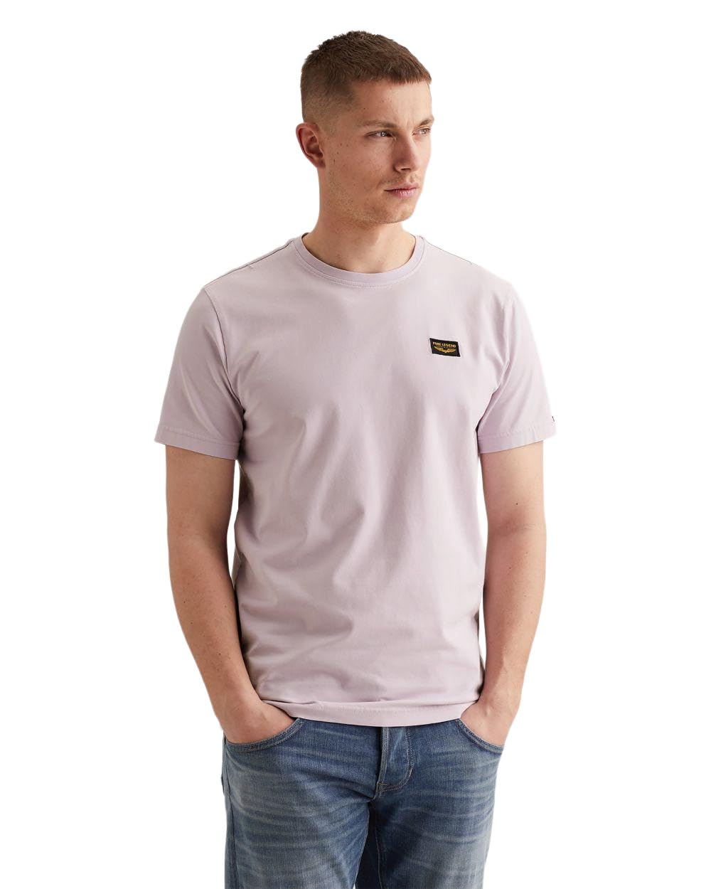 PME Legend Herren Rundhals T-Shirt Short Sleeve R-Neck American Classic, Größe:L, Farbe:PTSS2602599-4203 Lavender Frost