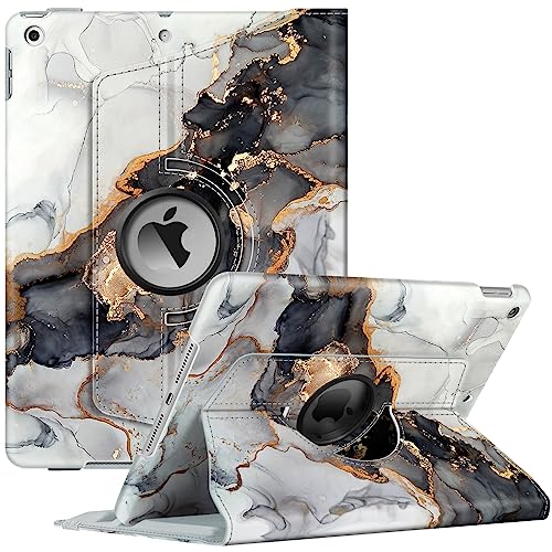 Image of Fintie Rotating Case for iPad 9th Generation (2021) / 8th Generation (2020) / 7th Gen (2019) 10.2 Inch - 360 Degree Rotating Stand Cover with Pencil Holder, Auto Wake Sleep, Black Marble