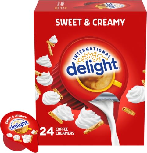 Image of International Delight Coffee Creamer Singles, Sweet & Creamy, Shelf Stable Flavored Creamer, 24 Ct, 16 FL Oz, Pre-Portioned Creamers (Pack of 6)