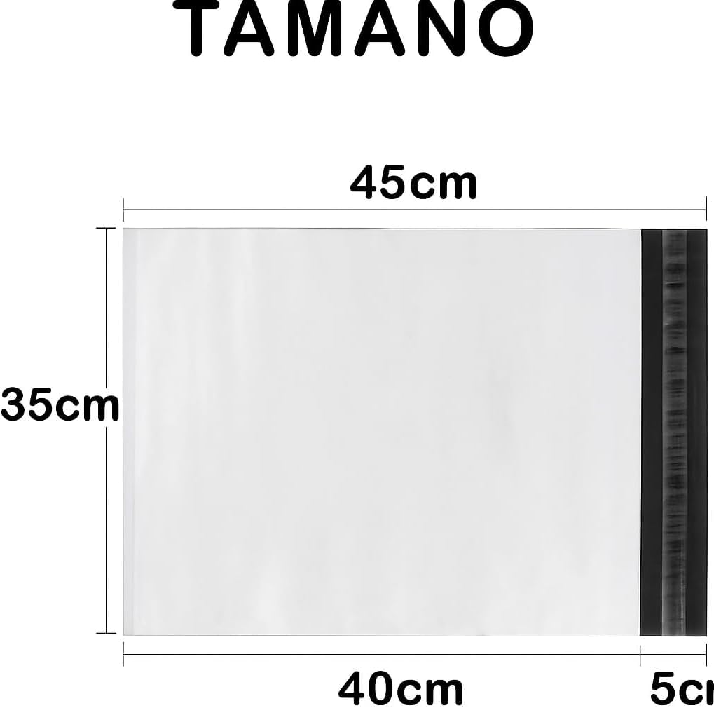 YIJIA | 100 Bolsas 35x45CM Polietileno Blancas para Envíos, Sobres de Correo, Bolsas de Plástico de Envío Autoadhesivas
