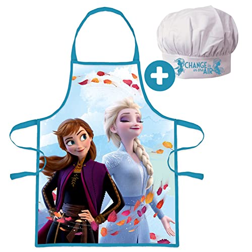 Sorrisini - Kinderschürze Kochmütze Einstellbare Kinderschürze Set Gefroren für Jungen Mädchen Geschenk Malen Kochen Backen Küche Cover