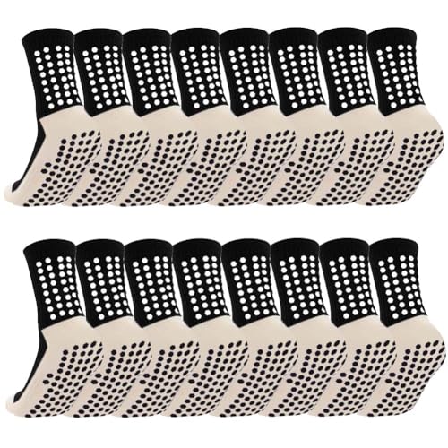 Ukontagood 8 Pack Men's Soccer Socks Anti Slip Non Slip Grip Pads for Football Basketball Sports...