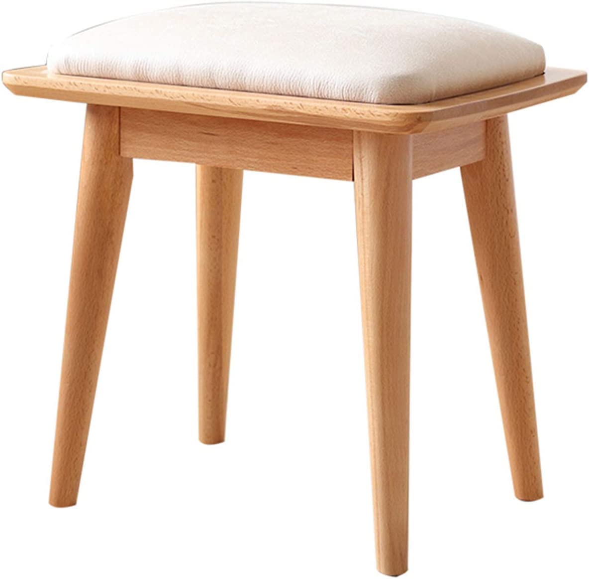Taburete de tocador de madera maciza y silla de maquillaje acolchada para dormitorio