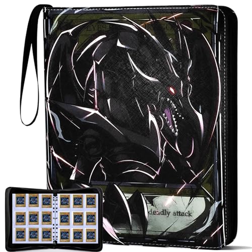 KarlyPro Trading Card binder for YGO Card- 990 Pockets Card Album with Sleeves Compatible with Y-G-O Cards, TCG Cards Or Other Standard Size Cards Holder- Dark Dragon