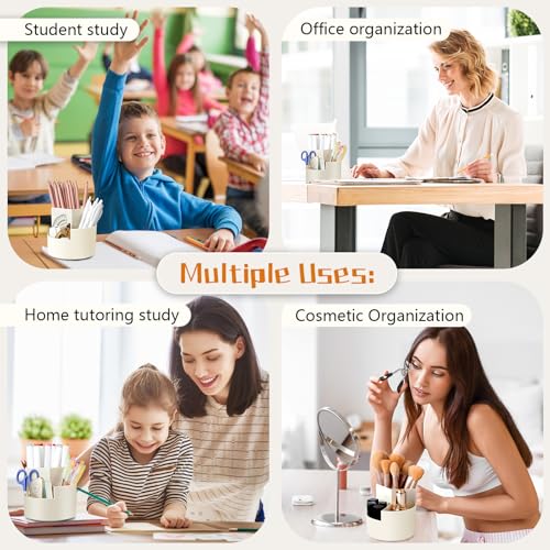AiQInu Rotating Pen Holder, 360° Rotating Pen Holder, Desk Organiser with 3 Compartments, Large Capacity - Image 3