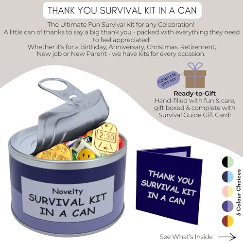 Thank You Survival Kit In A Can - Fun Novelty Gift For Men or Women Him or Her. Humorous Thank You Card & Present for A Neighbour Friend Teacher Work Colleague Wedding Guest. (Purple/Lilac) - Image 3