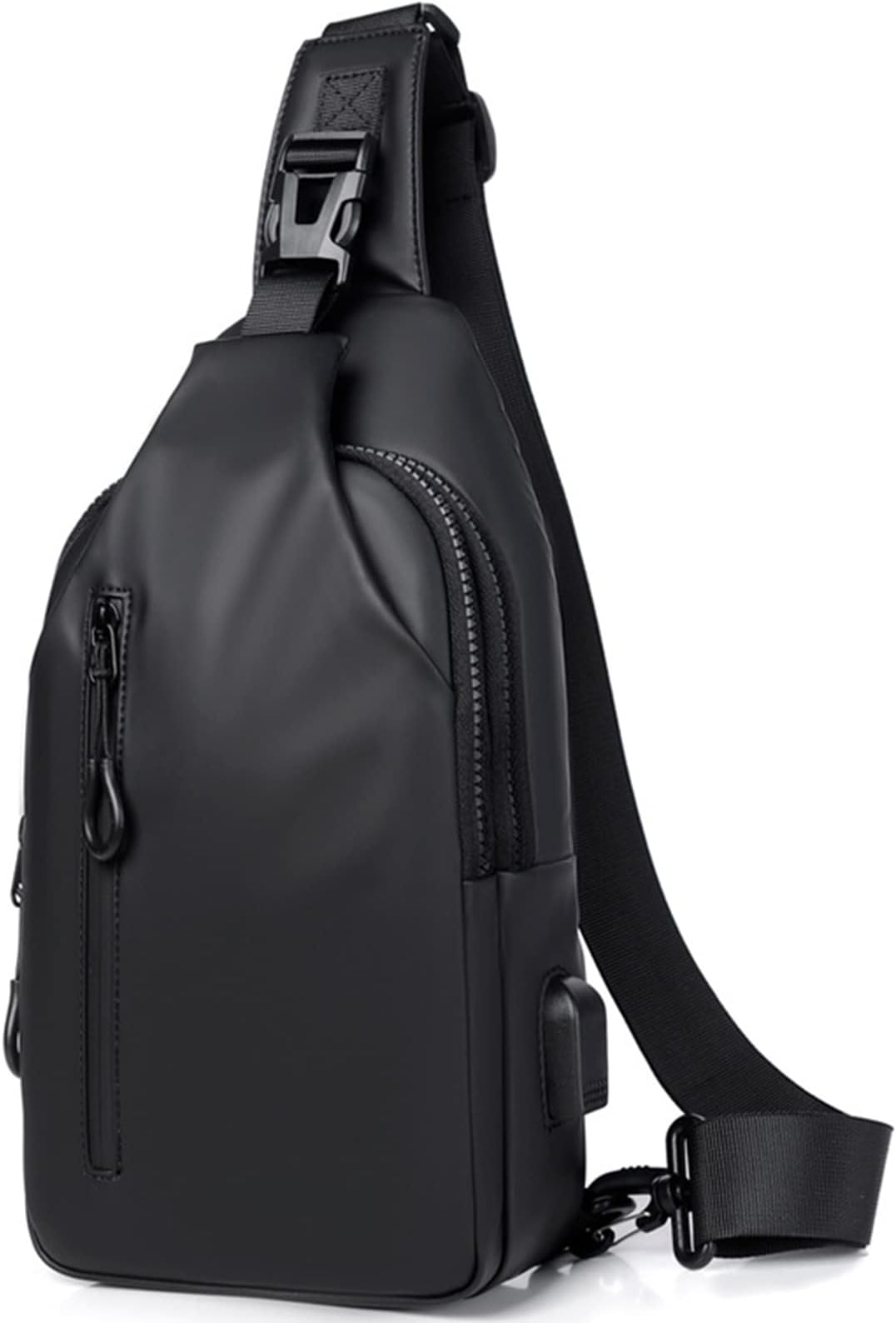 VUCATINCrossbody Sling Bag, VUCATIN Body Chest Shoulder Bag for Men Women Casual Shoulder Backpack Bag, Waterproof Leather Chest Casual Daypack with Usb Charging Port for Travel Hiking