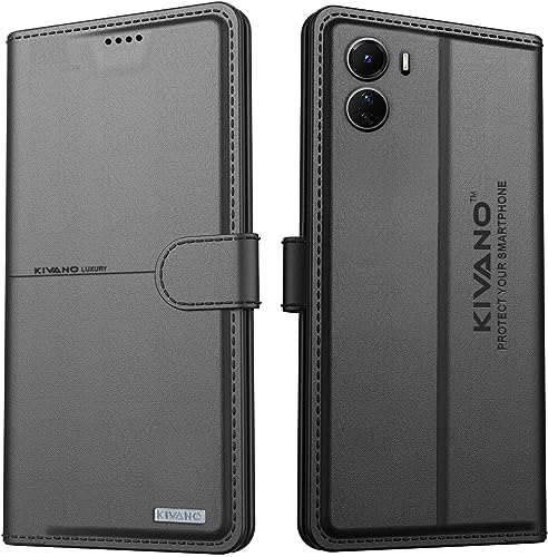 Image of KIVANO Compatible with Vivo T2x 5G / Vivo Y56 5G / Vivo Y16 Flip Cover | Leather Finish | Inside Pockets & Inbuilt Stand | Shockproof Wallet Style Magnetic Closure Back Cover Case