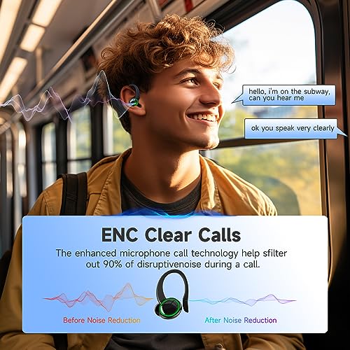 Image of EDYELL V5 True Wireless Earbud, Bluetooth 5.3 TWS 3D Stereo with Earhook, 48H Playtime, Touch Control, Earbuds with Dual-LED Display, IPX7 Waterproof Earphones Built-in Mic for Sport Running Workout