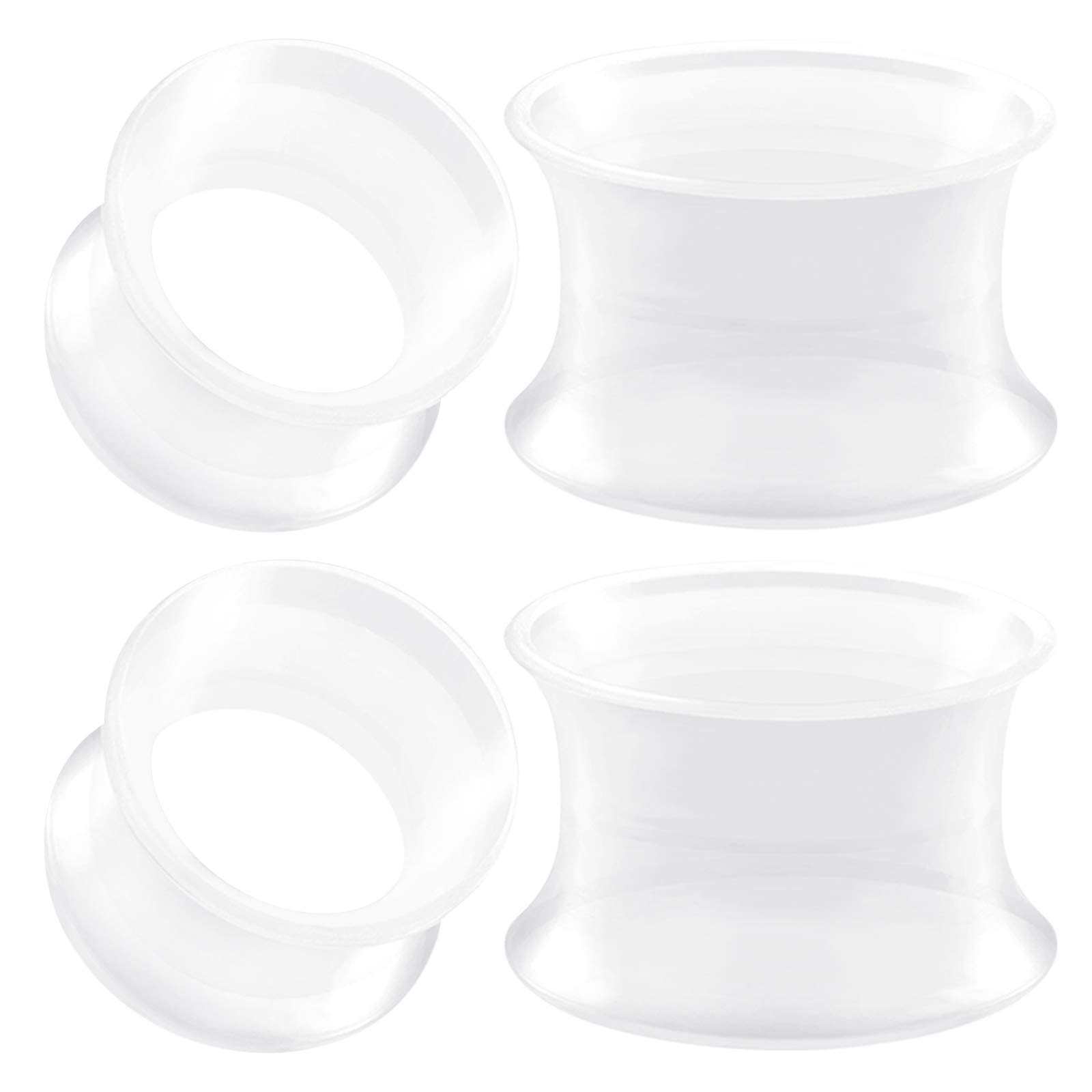 2 Pairs Silicone Ultra Thin Double Flared Saddle Piercing Jewelry Stretcher Ear Earring Lobe Flesh Tunnel Plugs…