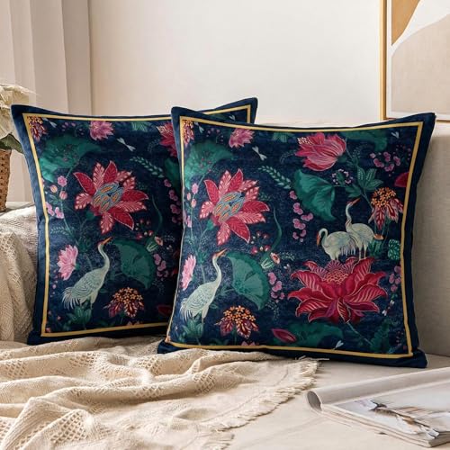 Image of ishro home Premium Cushion Cover 16 inch x 16 inch | Luxury European Mosha Fabric | Love at First Sight Designs | Hidden Zipper | Machine Washable, Non- Fading | (4, Imperial Palace, 16 x 16 Inches)